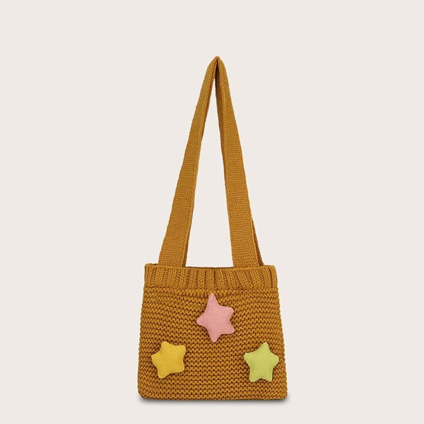 

Girls Star Decor Knitted Bag, Yellow
