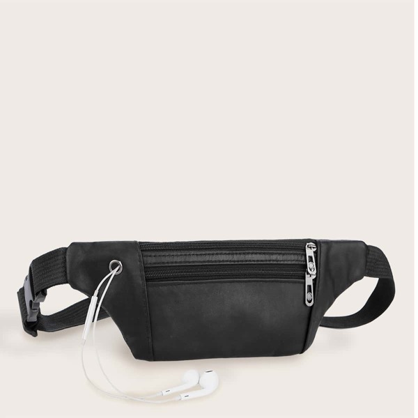 

Men Zip Front Fanny Pack, Black