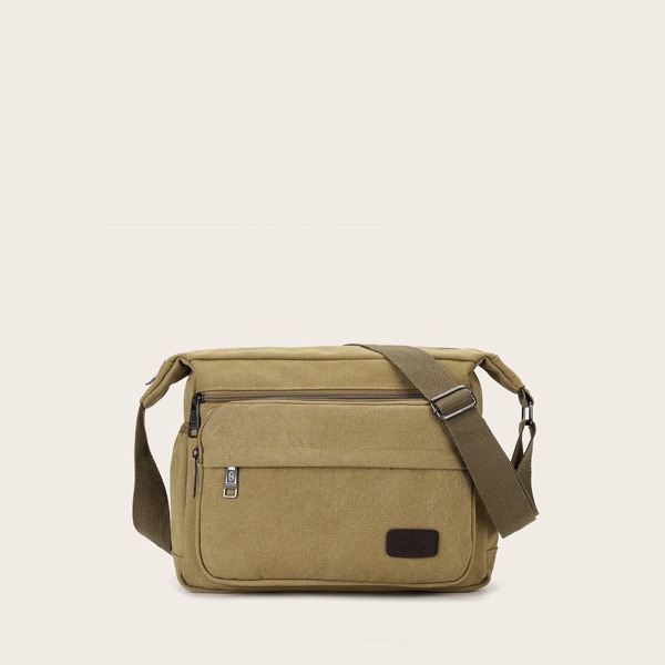 

Men Canvas Crossbody Bag, Khaki
