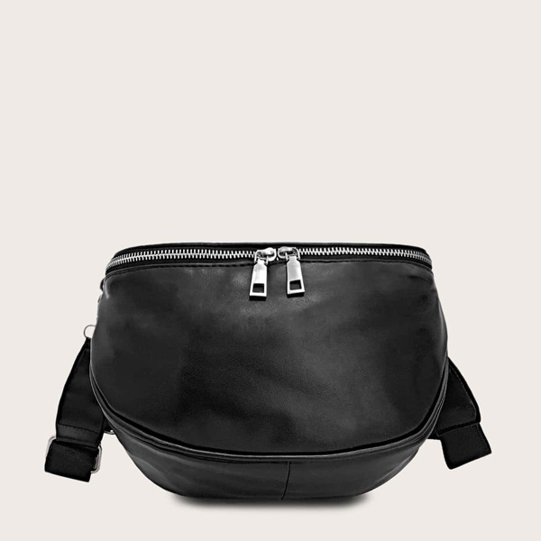 

Zipper Front Crossbody Bag, Black