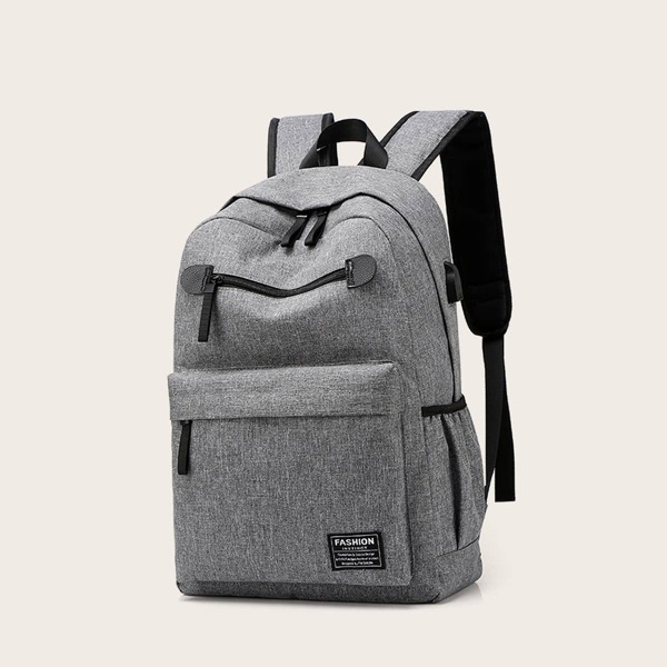 

Men Pocket Front Canvas Backpack, Grey
