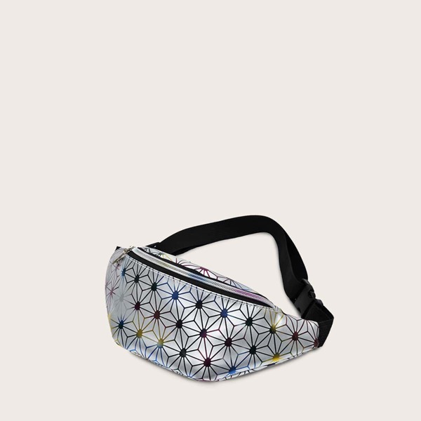 

Girls Geometric Graphic Fanny Pack, Silver