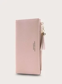 Tassel Charm Fold Over Purse - Baby Pink - View 1