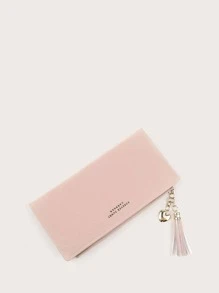 Tassel Charm Fold Over Purse - Baby Pink - View 3