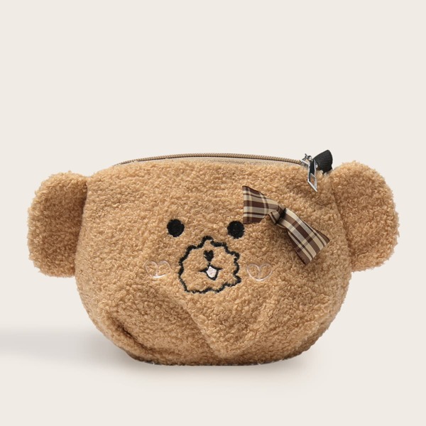 

Girls Bow Decor Bear Design Crossbody Bag, Brown