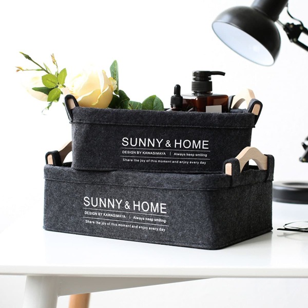 

2pcs Slogan Graphic Storage Basket, Black