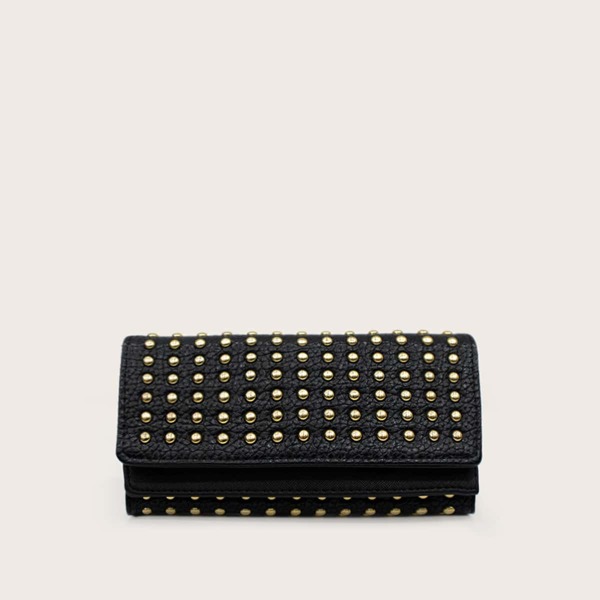 

Studded Decor Flap Purse, Black