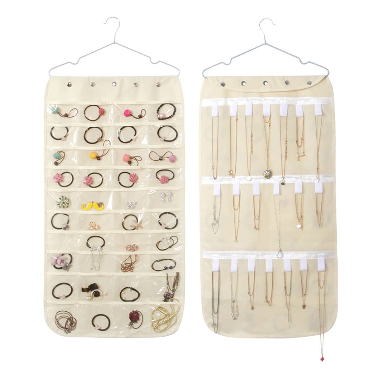 

1pc Double Sided Hanging Storage Bag, Beige
