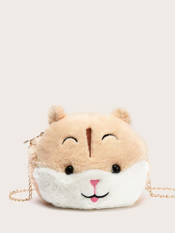 

Girls Cartoon Design Fluffy Crossbody Bag, Khaki