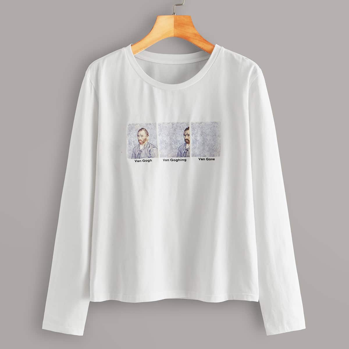 

Letter & Figure Graphic Long Sleeve Tee, White