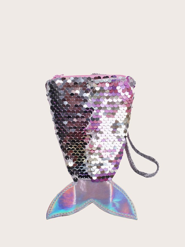 

Girls Contrast Sequins Fish Design Crossbody Bag, Multicolor