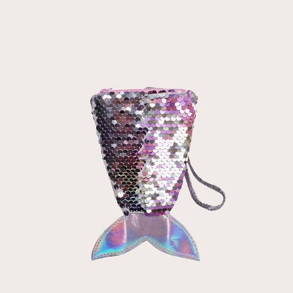 

Girls Contrast Sequins Fish Design Crossbody Bag, Multicolor