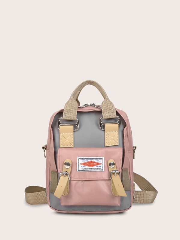 

Letter Graphic Pocket Front Backpack, Multicolor
