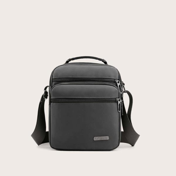 

Men Double Zip Front Crossbody Bag, Grey
