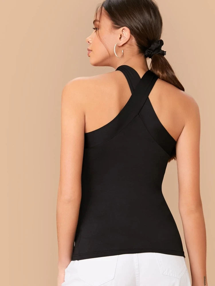 Form-Fitting Crisscross Halter Top