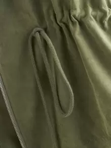 SHEIN Unity Plus Zip Up Drawstring Hooded Coat