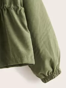 SHEIN Unity Plus Zip Up Drawstring Hooded Coat