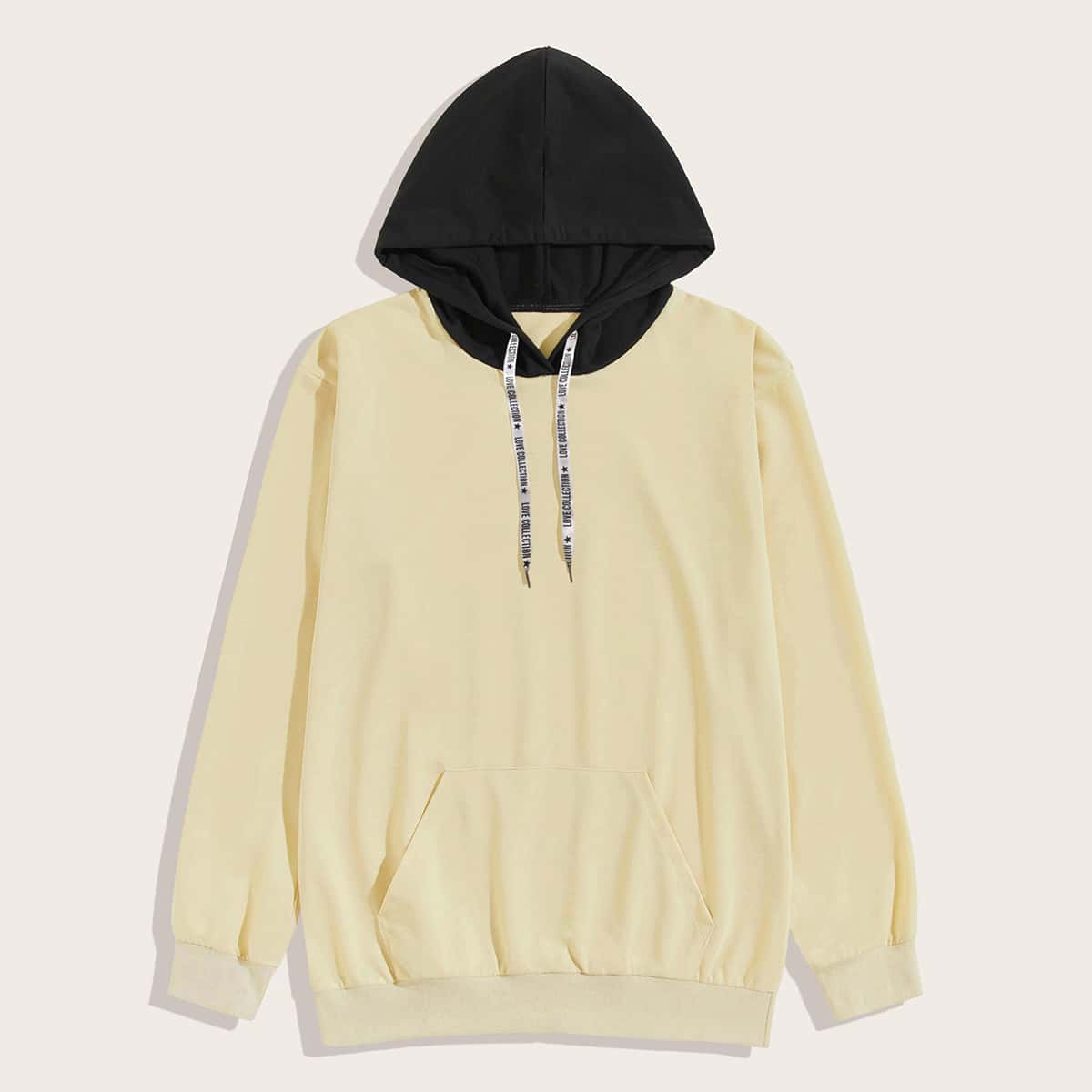 

Guys Letter Tape Contrast Hooded Sweatshirt, Beige