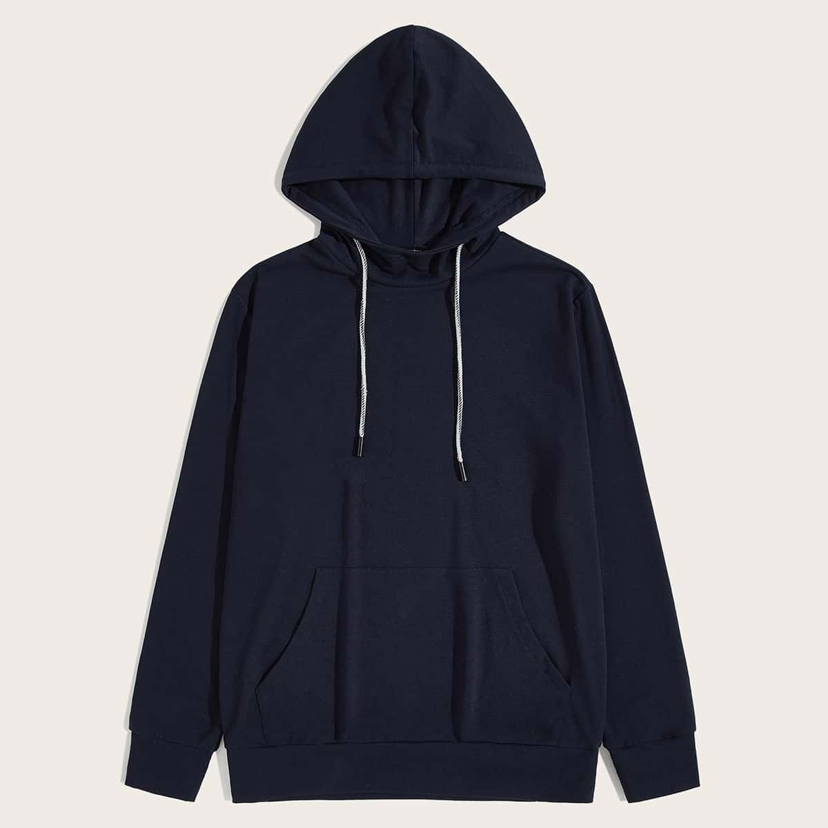 

Guys Patch Pocket Drawstring Hoodie, Navy