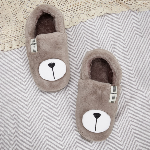 

Men Striped Detail Fluffy Slippers, Brown