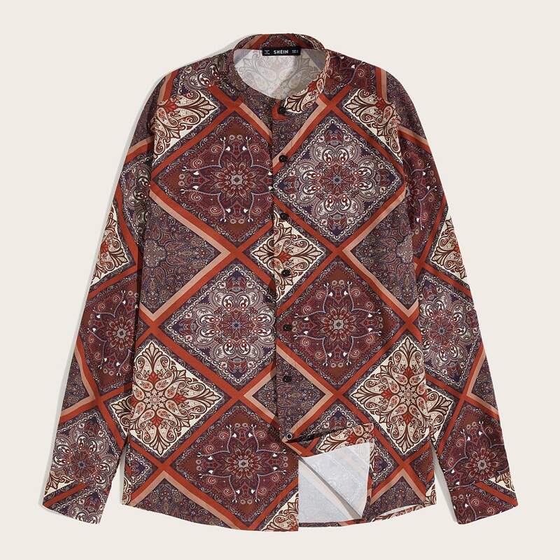 

Guys Scarf Print Shirt, Multicolor