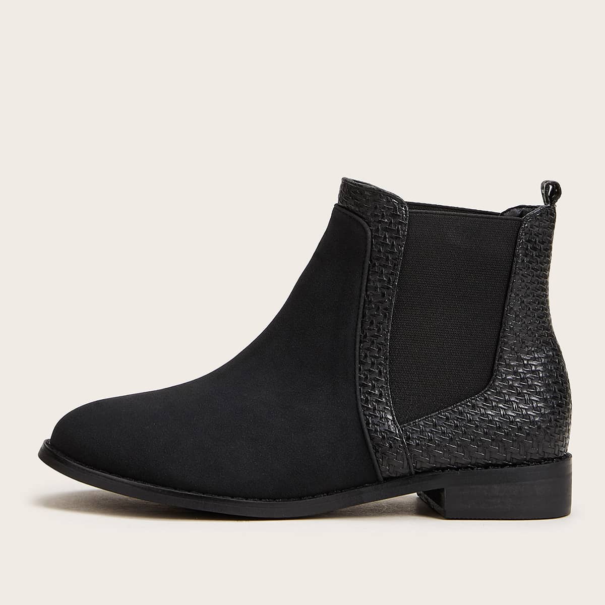 

Braided Panel Chelsea Boots, Black