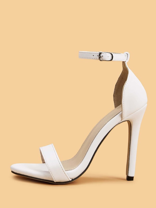 

Open Toe Ankle Strap Stiletto Heels, White