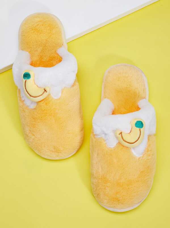 

Men Banana Decor Fluffy Slippers, Yellow