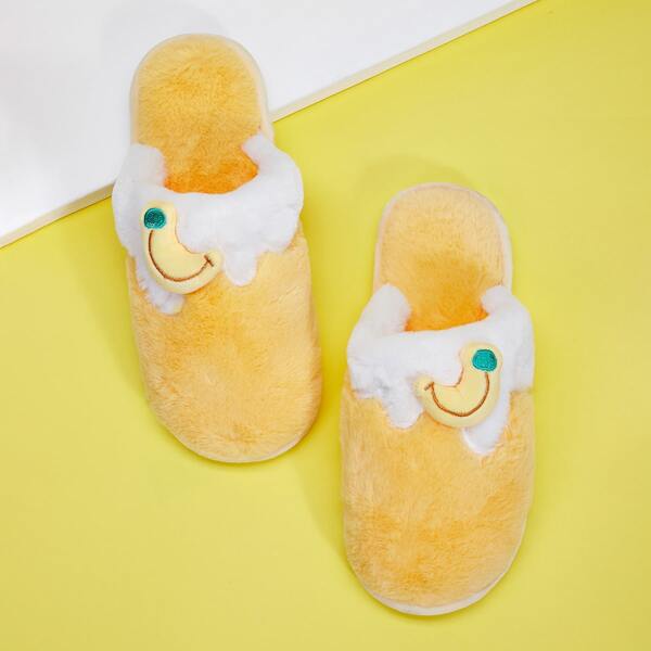 

Men Banana Decor Fluffy Slippers, Yellow