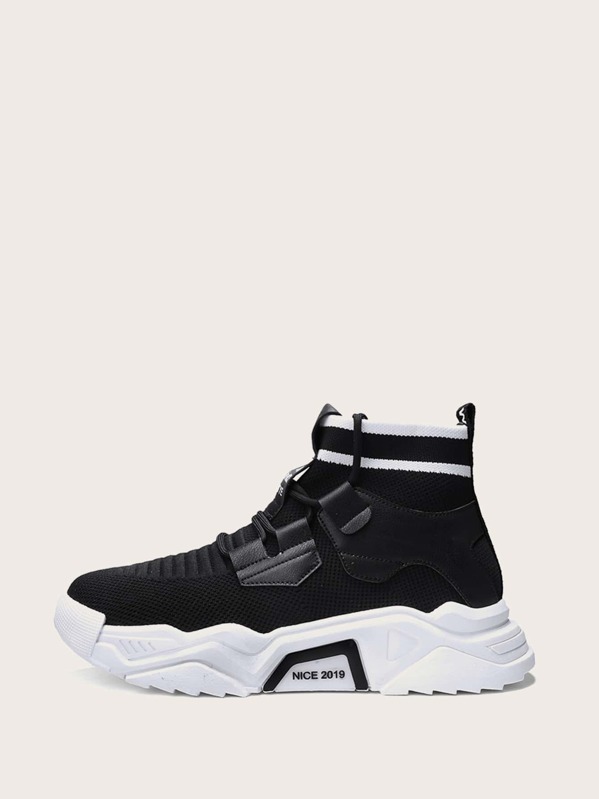 

Men Letter Graphic Chunky Sneakers, Black