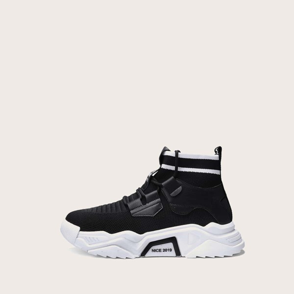 

Men Letter Graphic Chunky Sneakers, Black