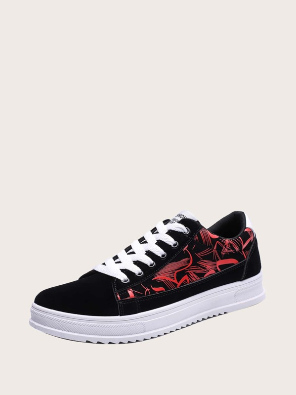 

Men Lace-up Front Low Top Sneakers, Black