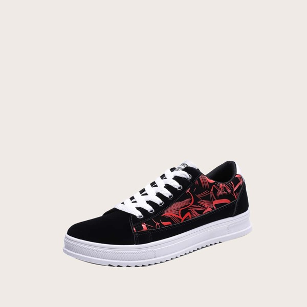 

Men Lace-up Front Low Top Sneakers, Black