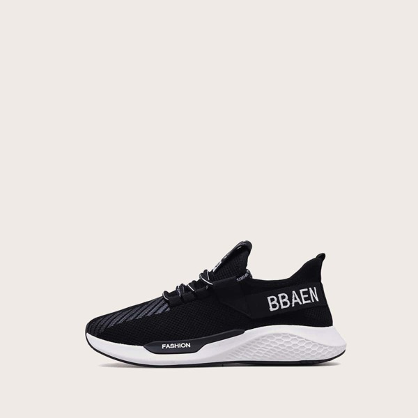 

Men Letter Graphic Lace-up Front Sneakers, Black