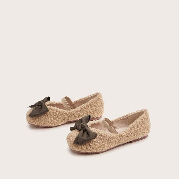 

Toddler Girls Bow Decor Fluffy Flats, Multicolor