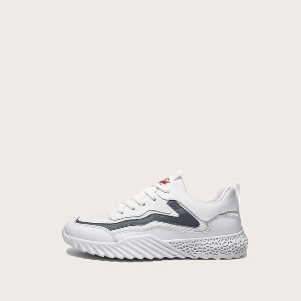 

Men Stitch Detail Lace-up Front Sneakers, White