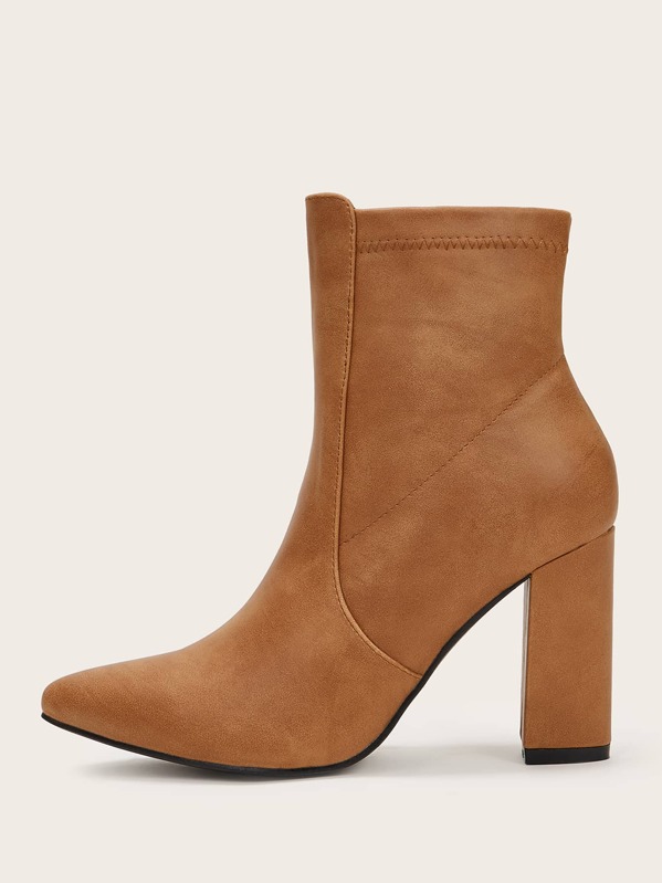 

Point Toe Side Zip Ankle Boots, Camel