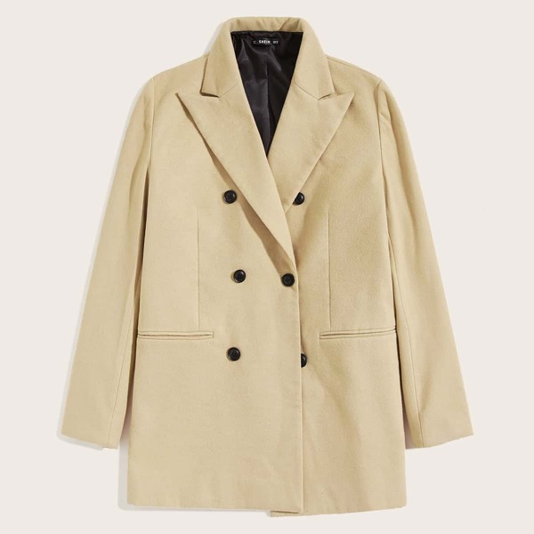

Men Peak Collar Pea Coat, Khaki