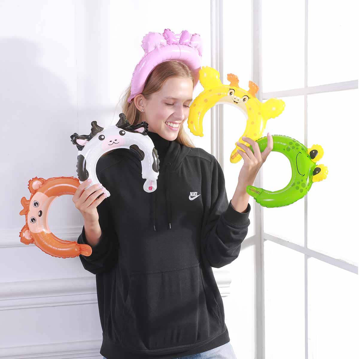 

10pcs Cute Animal Print Balloon Headband, Multicolor