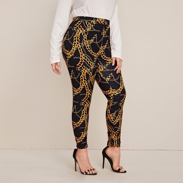 

Plus Chain Print Leggings, Multicolor