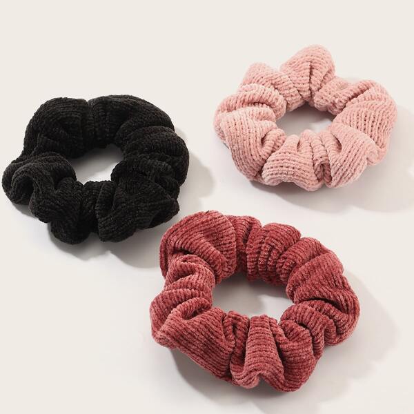 

3pcs Toddler Girls Solid Hair Tie, Multicolor