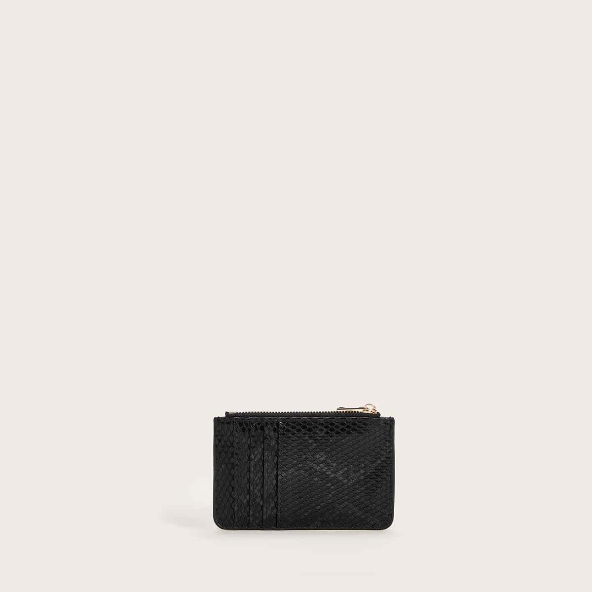 

Snakeskin Embossed Wallet With Card Holder, Black