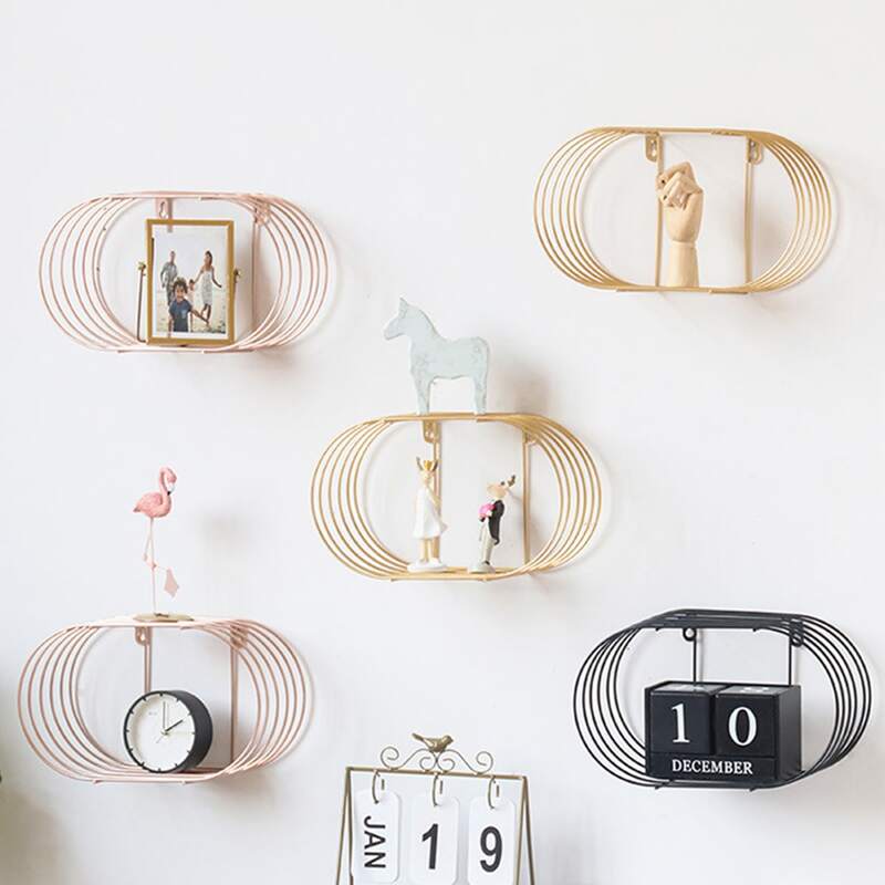 

1pc Wall Mount Iron Decorative Storage Rack, Multicolor