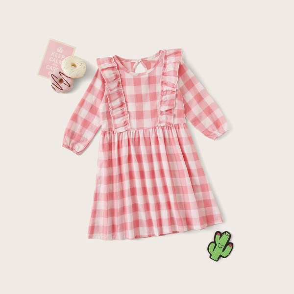 Toddler Girls Buffalo Plaid Night Dress, Pink
