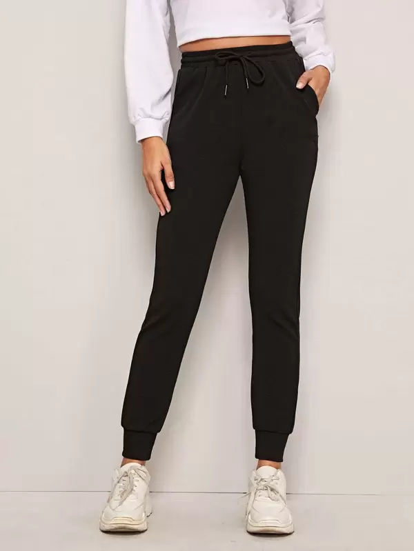 Black sweatpants white drawstring Outlet