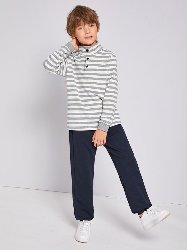 

Boys Half Placket Striped Tee & Joggers Set, Multicolor, Bogdan