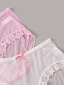 4pack Lace Trim Sheer Panty Set Sexy Lingerie - Multicolor - View 4