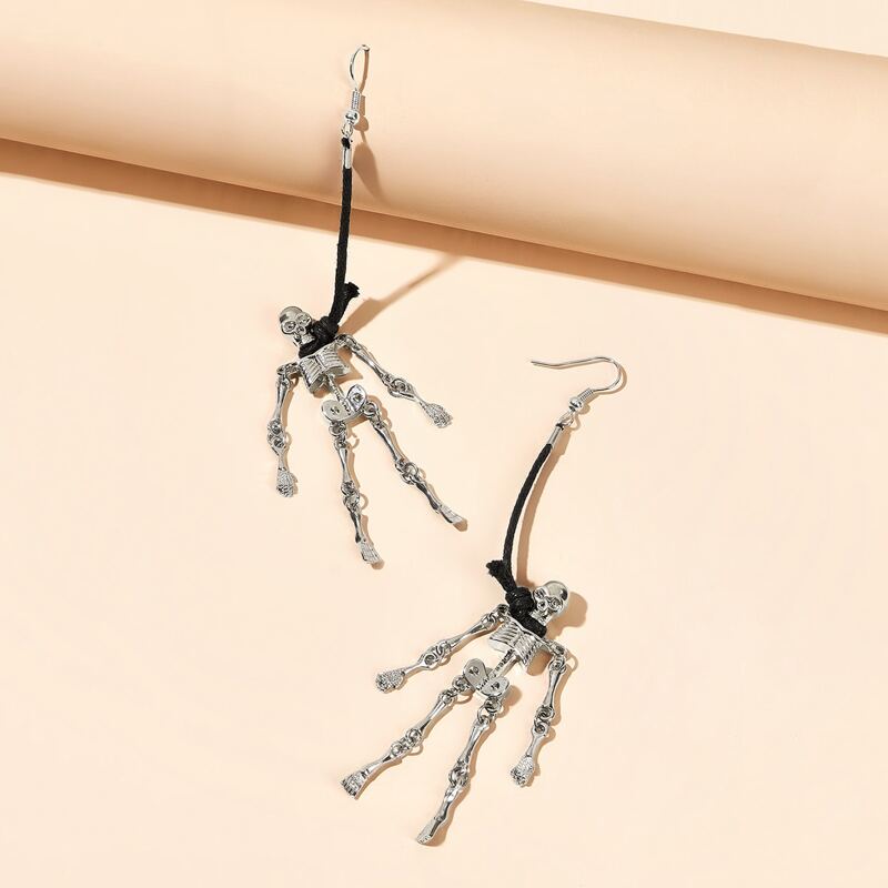 

1pair Skeleton Drop Earrings, Silver