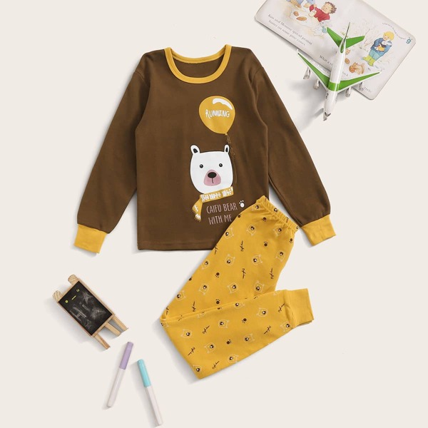 

Toddler Boys Cartoon Bear Print PJ Set, Multicolor