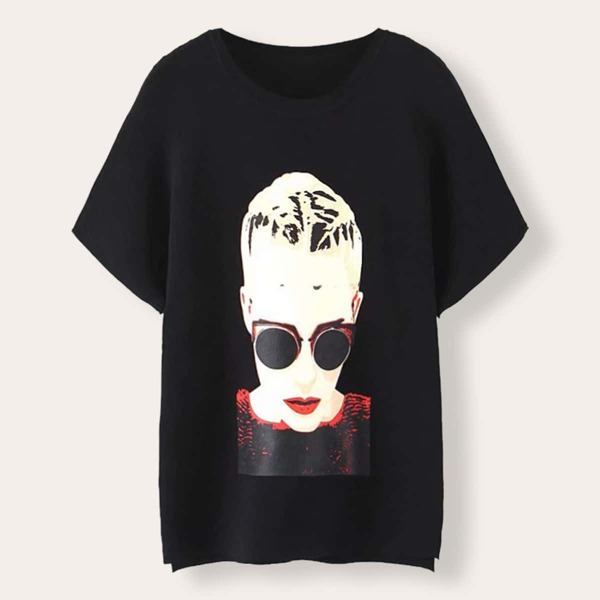 

Figure Graphic Round Neck Tee, Black
